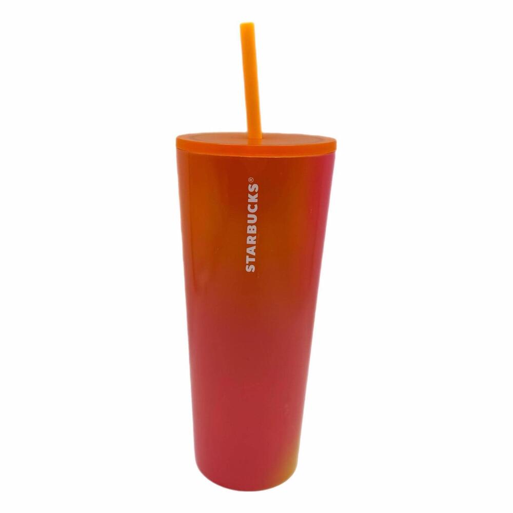 Starbucks 2022 Summer Mango 24oz Orange Pink Ombre Stainless Steel Tumbler